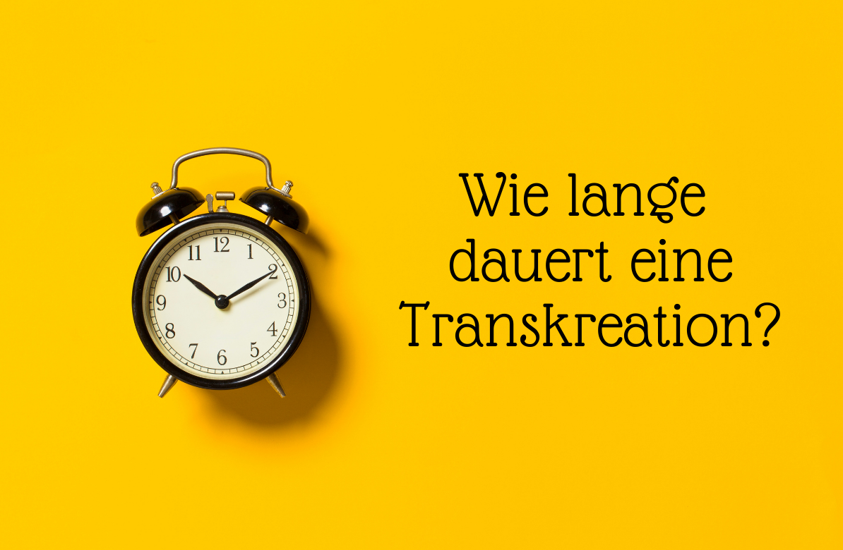 Wecker und Text "Wie lange dauert eine Transkreation?"