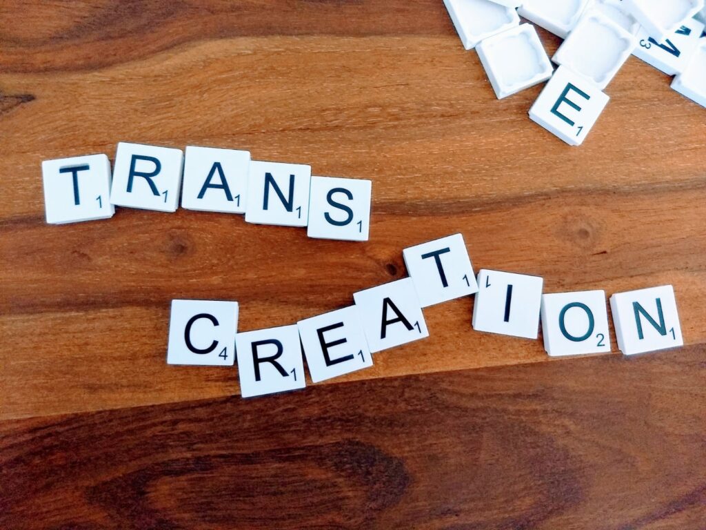 letters forming the word transcreation